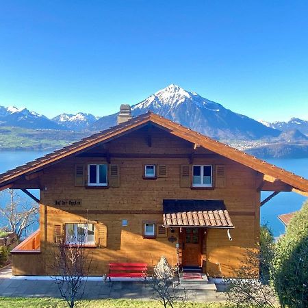 Chalet Egglen "Typical Swiss House, Best Views, Private Jacuzzi" Sigriswil Eksteriør billede