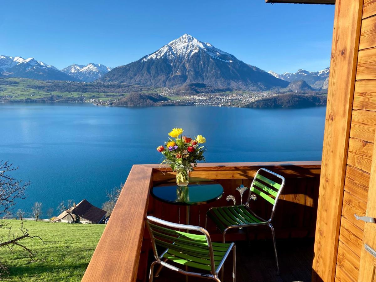 Chalet Egglen "Typical Swiss House, Best Views, Private Jacuzzi" Sigriswil Eksteriør billede