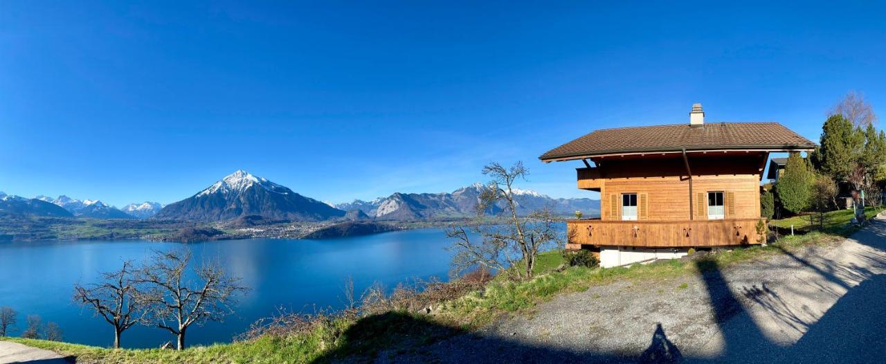Chalet Egglen "Typical Swiss House, Best Views, Private Jacuzzi" Sigriswil Eksteriør billede