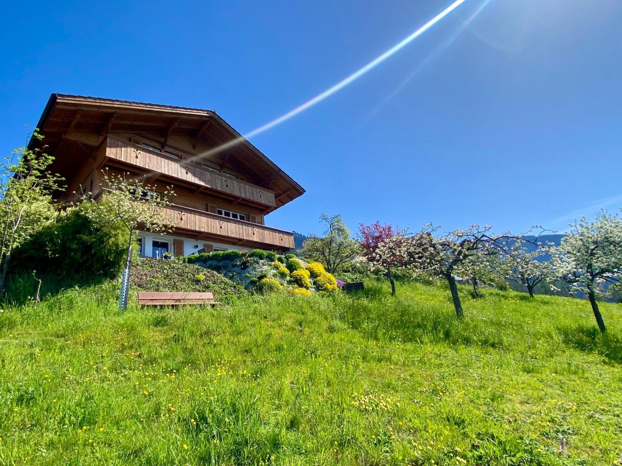 Chalet Egglen "Typical Swiss House, Best Views, Private Jacuzzi" Sigriswil Eksteriør billede