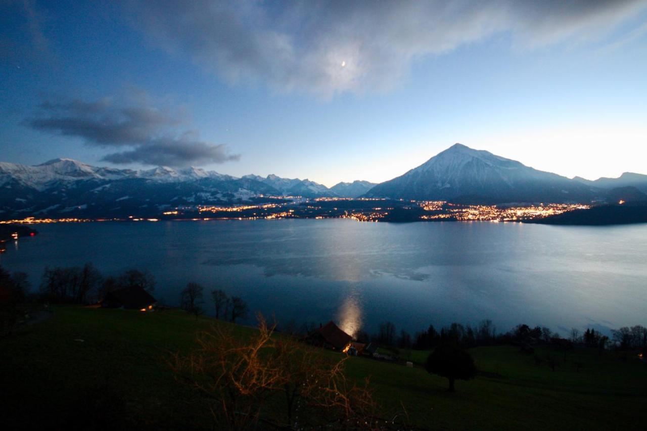 Chalet Egglen "Typical Swiss House, Best Views, Private Jacuzzi" Sigriswil Eksteriør billede