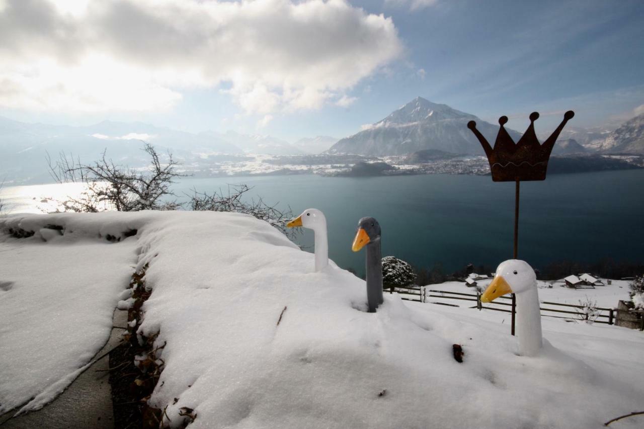 Chalet Egglen "Typical Swiss House, Best Views, Private Jacuzzi" Sigriswil Eksteriør billede